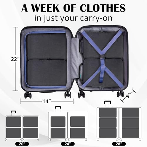 Compression Packing Cubes for Travel Accessories, 2 Set Compression Bags Travel Cubes for Packing Suitcase Luggage Organizer Bags Set, Black
