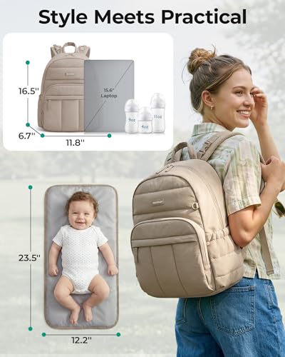 BAGSMART Baby Diaper Bag with Waterproof Pad, Pink - color: Pink