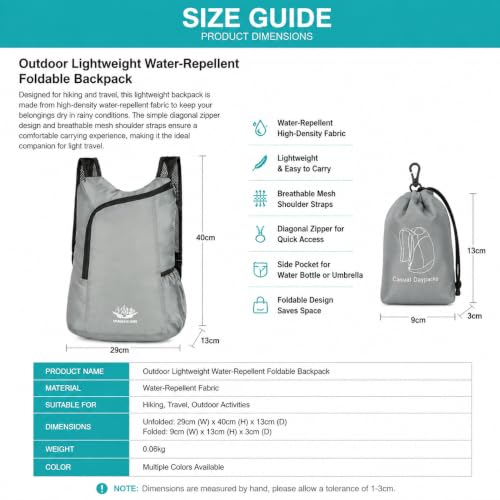 Foldable Waterproof Travel Backpack, Lightweight Small Hiking Backpacks - color: Green