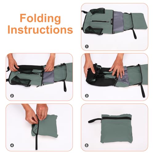 MOSISO Lightweight Hiking Daypack Packable Travel Hiking Backpack, Foldable Shoulder Bag with Front Vertical Pocket - color: Antique Green, size: Medium