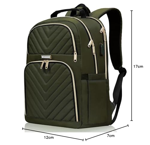 Big Student Backpack College Women Middle High School Teen Girls Bookbag - color: Army Green, size: 15.6 Inch