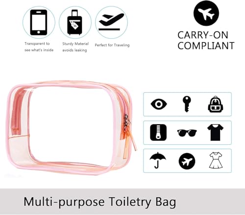 Buminee Clear Pouch, Makeup Bag, 6.6"" x2.3 x4.7 TSA Approved Toiletry Bag, Clear Travel Bags for Toiletries, Cosmetic Bag for Women-1 Pack Sky Blue - color: blue-1 pc