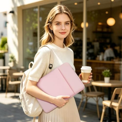 RAINYEAR 13 Inch Laptop Sleeve with Pocket & Accessories Pouch, Light Pink - color: Light Pink(Upgraded Version), size: 13"