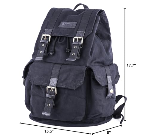 GOOTIUM 21101BLK Specially High Density Thick Canvas Backpack Rucksack,Black - color: Black, size: Large