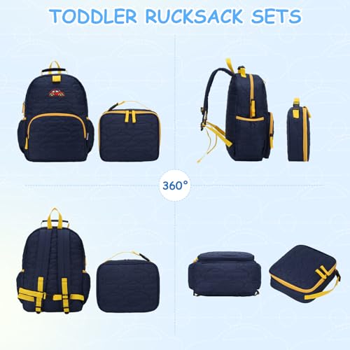 Chase Chic Toddler Backpack for Boys, Puffer Cute Lightweight Preschool Backpack with Lunch Box Set for Daycare Travel Kids Age 3-6,Blue Car - color: Blue Car