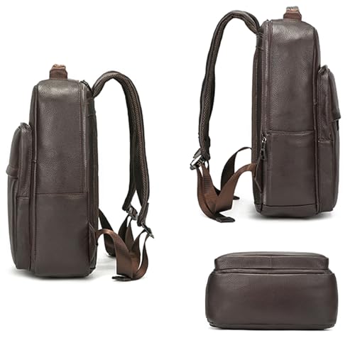 LUUFAN Genuine Leather Backpack for Men 15.6 Inch Laptop Daypack Rucksack Shoulder Bag for Business Travel Outdoor, Brown - color: 8019-brown