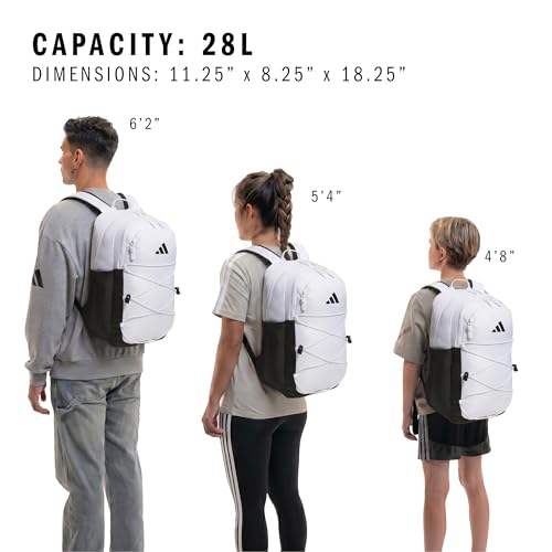 adidas Amplifier Backpack for Laptop, School and Gym, 28L, White/Black/Bungie, OSFA - color: White/Black/Bungie
