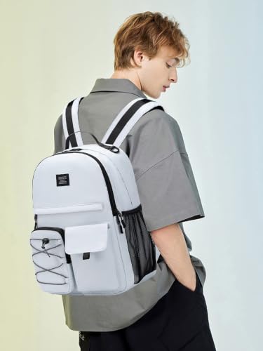 Lohol Casual Backpack for Teen Boys and Girls, Daypack with Anti Theft Pocket for Travel School (Beige) - color: Beige