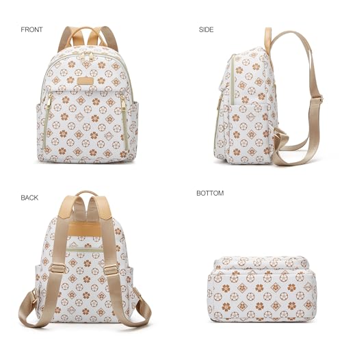 Makes Mini Backpack for Women, Stylish Daypack Purse Handbag Small Casual Daily Travel Bag, Lady Girls Gifts for Work School, 2pcs Sets - color: Beige Flower