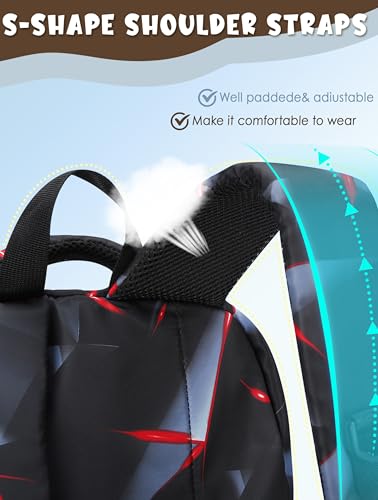 BLUEFAIRY Kids Backpack for Boys Elementary Primary School Bags for Childs Black Bagpack Book Bag Back to School Gifts for Son Mochilas Escolares para Niños 17" Large Compartment Black/Red - color: Black Red