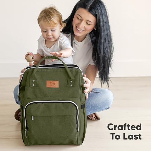 KeaBabies Baby Diaper Bag Backpack - Large Baby Bag for Boys, Girls, Waterproof Multi Function Travel Diaper Backpack with Changing Pad, Durable Travel Essentials for Moms and Dads (Coffee Brown) - color: Coffee Brown
