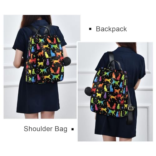 MNSRUU Women Backpack Purse Witchcraft Black Cats Backpack for Women Anti-theft Shoulder Bag Carry On Backpack Lightweight Rucksack Fashion Travel Ladies Bags - color: Cat 14