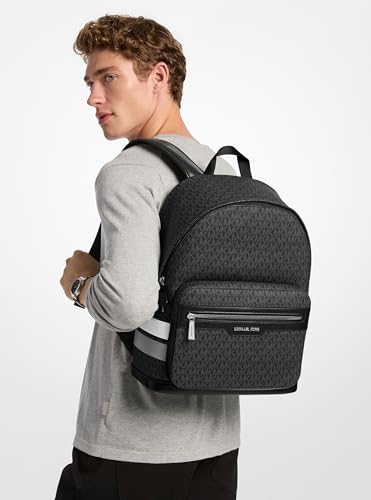 Michael Kors Malone Backpack, Silver-Tone Hardware/Storm Signature Stripe - color: Silver-tone Hardware/Storm Signature Stripe