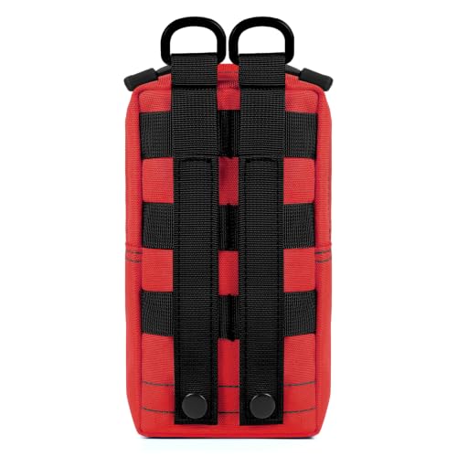 FRTKK 2 Pack Molle Pouches - Tactical Compact Water-Resistant EDC Pouch Bag Small Utility Pouch - color: 2 Pack - Red 3
