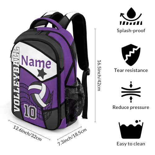 Volleyball Purple Black Shoulder Backpack Bag for Sports Travelling Hiking Camping - color: Muilti 22