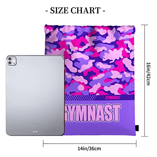 Drawstring Backpack Waterproof Gym Drawstring Bags Sports String Bag Camo Sackpack-Purple Gymnastics Drawstring Bag - color: Gymnastics Drawstring Bags-camo Purple