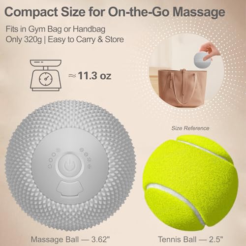 Vibrating Massage Ball with Heat, Deep Tissue Trigger Point Massage Ball for Back, Hip and Muscle Recovery, Myofascial Release Mobility Ball with 7 Modes and Memory (Grey)