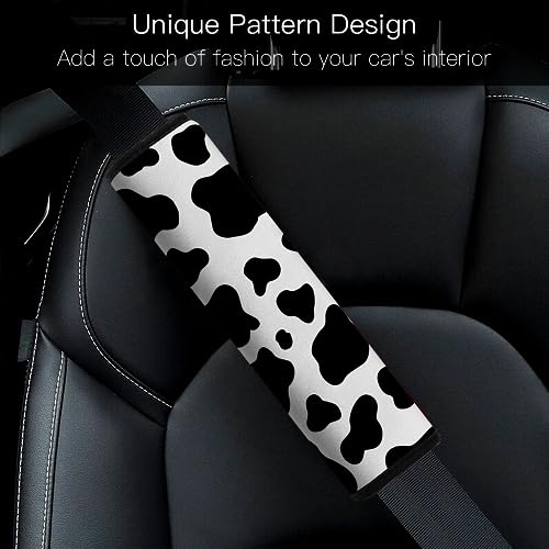 Car Seat Belt Pad Cover, 2-Pack Soft Car Safety Seat Belt Strap Shoulder Pad for Adults and Children, Suitable for Car Seat Belt, Backpack, Shoulder Bag (Cow Pattern) - color: Cow Pattern