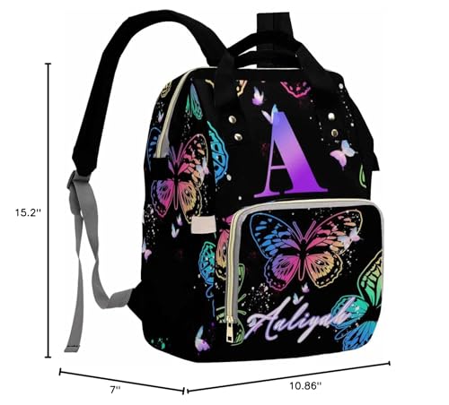 MyPupSocks Personalized Butterfly Diaper Bag for Mom Daughter Granddaughter - Mothers Day Gift Nappy Mommy Daypack Backpacks in Black - color: Style 9
