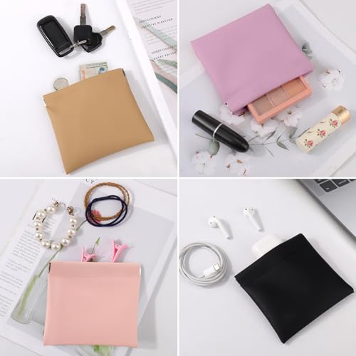 BUSOHA 6 PCS Small Makeup Bags for Purse - Coin Purse for Women - color: 6 PCS - Black+Brown+Yellow+Pink+Green+Purple