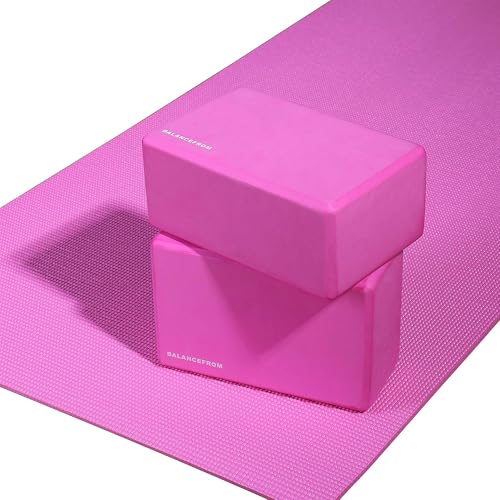Fitvids All Purpose 1/4-Inch High Density Anti-Tear Exercise Yoga Mat with Carrying Strap, Multiple Colors - color: Pink
