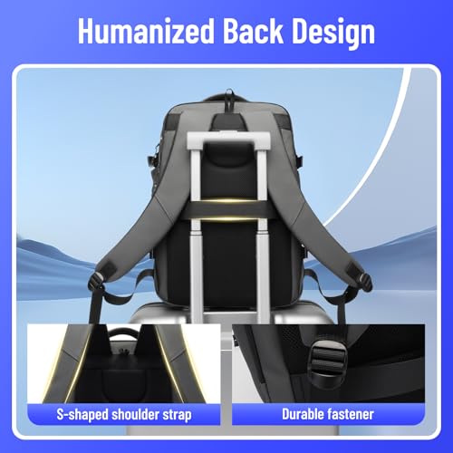 50L Waterproof Carry on Travel Backpack for Men Women, Airline Approved Convertible Duffle Backpack Luggage Bag, TSA Overnight Bags, Fits 17" Laptop Smart Backpack-Grey - color: 6940w-grey