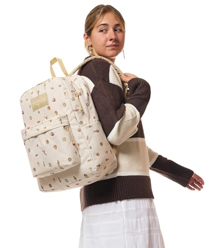 JanSport SuperBreak Plus Backpack with Padded 15-inch Laptop Sleeve and Integrated Bottle Pocket - Spacious and Durable Daypack for Work and Travel, Gilded Relics Moon Flower/Gold - color: Gilded Relics Moon Flower/Gold