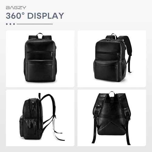15.6 Inch PU Leather Laptop Backpack, Water Resistant 20L Anti-Theft Travel Personal Item Bag for Work College Nurse Teacher, Under Seat Flight Approved Carry-on Luggage 40x30x15CM Black - color: Black