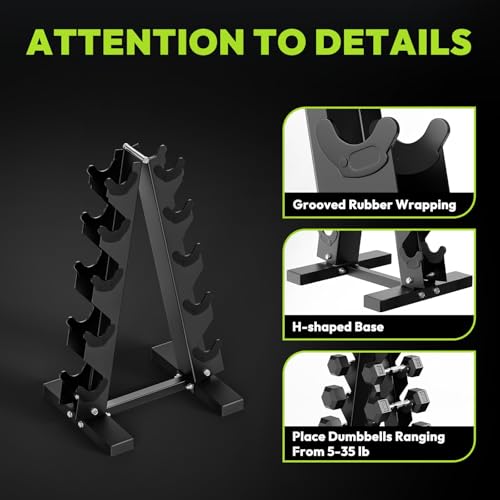 HANDBODE A-Frame Dumbbell Rack Heavy Duty Weight Stand for Dumbbells, Space-Saving Metal Storage Organizer, Sturdy Dumbbell Holder for Home Gym - style: 1 X 5-Tier A-Frame (300lb)