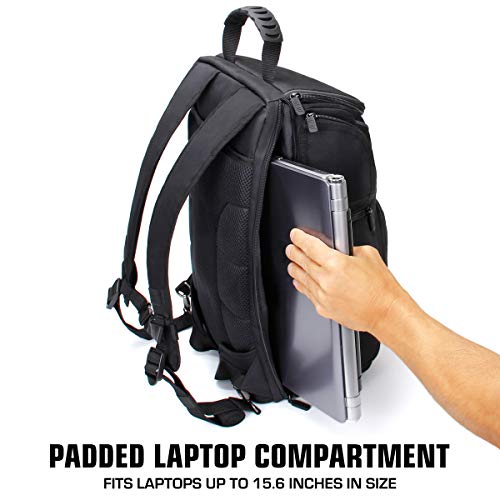 USA Gear Camera Backpack for Photographers DSLR/SLR/Mirrorless Camera Bag with Laptop Slot, Rain Cover, Tripod Holder - color: Black