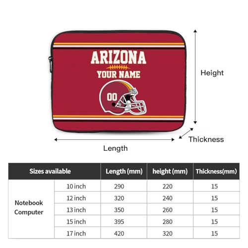 Arizona Laptop Sleeve Case Custom Football Laptop Sleeve 17 inch Personalized Laptop Case Bag Computer Notebook Bag - color: Arizona, size: 17 inch
