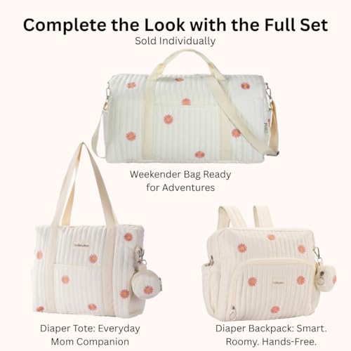 GOBABYMART Diaper Bag Backpack, Medium Maternity baby bag & Changing Pad, Insulated Pockets, Stroller Straps & Pacifier Case (Medium - Beige Flowers) - color: Medium - Beige Flowers