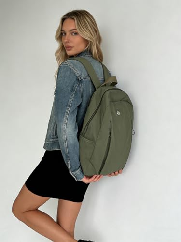 Nylon Backpack for Women Men, Waterproof Travel Backpack Purse Casual Daypack, Gym School Backpack for Daily Cycling (Green) - color: Green