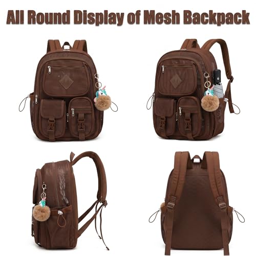 Mesh Backpack for Girls Boys, Heavy Duty Semi-Transparent Mesh Bookbag Womens Mens Mesh Backpacks for School, Sports, Beach, Swimming, Travel - Coffice - color: Coffice