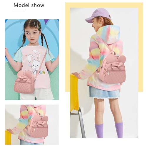 KL928 Girls Mini Backpack Bowknot Polka Dot Cute Small Daypacks Convertible Shoulder Bag Purse for Women - color: Dx-light Pink