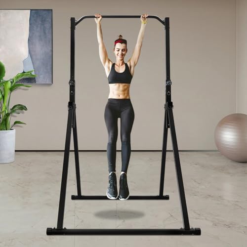 Horizontal Bar, 440.92lbs Load Triangular Pull Up Station Power Tower Workout Dip Station Multifunction Fitness Tower Station Training Equipment with Wrenches for Living Rooms Bedrooms Gyms