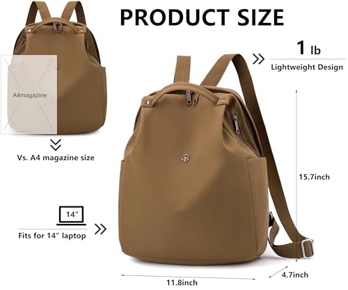 Mini Nylon Women Backpacks,Small Ladies backpacks Casual Lightweight Shopping Travel Daypack - color: Brown