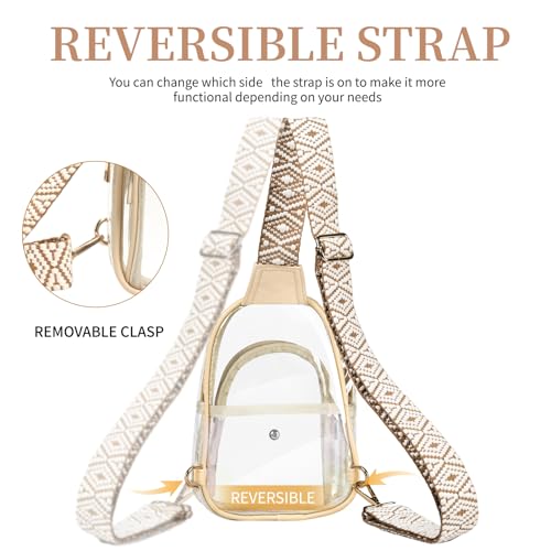 Clear Sling Bag for Stadium Events, Crossbody Bag for Women - Stadium Approved - color: Sand