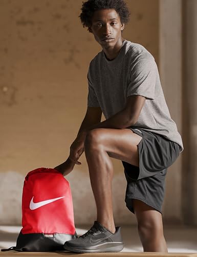 Nike Unisex Adult Gameday Brasilia 9.5 Training Drawstring Gym Sack, Bag, Backpack (18L) | Mens and Womens - color: University Red/Black/White