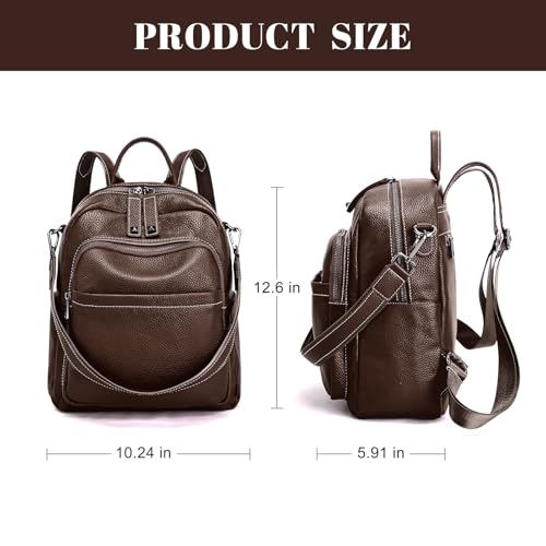 BOYATU Genuine Leather Backpack Purse for Women: Anti Theft Convertible Soft Backpacks - Elegant Womens Travel Backpack (05 Medium-Ebony Brown) - color: 05 Medium-ebony Brown