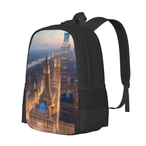 City Picture Night Cute Backpack For Women Men,Lightweight Laptop Backpack Shoulder Bag Waterproof Casual Daypack