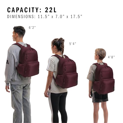 adidas Lineage Backpack for Laptop, School and Travel, 22L, Maroon/Black, OSFA - color: Maroon/Black