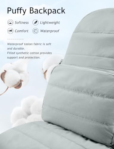 Uselike Travel Backpack for Women, 15.6 Inch Laptop Backpack, Quilted College Bookbag, Cute Work Backpacks, Water Resistant (Dawn Grey) - color: Dawn Grey
