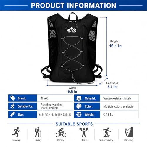 Running Hydration Vest for Men & Women, 180g Lightweight Breathable Hydration Pack with Water Bottle Snack Phone Pockets for Marathon Trail Running Hiking Cycling (No Water Bladder) - color: Grey