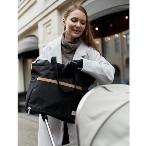 Diaper Bag Tote with Changing Pad, 20L Convertible Baby Bag with 12 Pockets and Insulated Bottle Holders, Crossbody Backpack for Travel, Black - color: Black