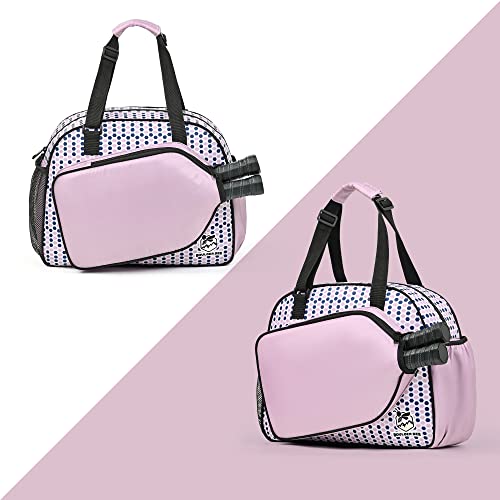 Boulder Bee Pickleball Bags, Premium Pickleball Tote Bag for Girls, Women’s Hand/Shoulder Gym Bag w Water Bottle Holder, with Pickleball Racquet/Paddle Holder - color: Pink Done