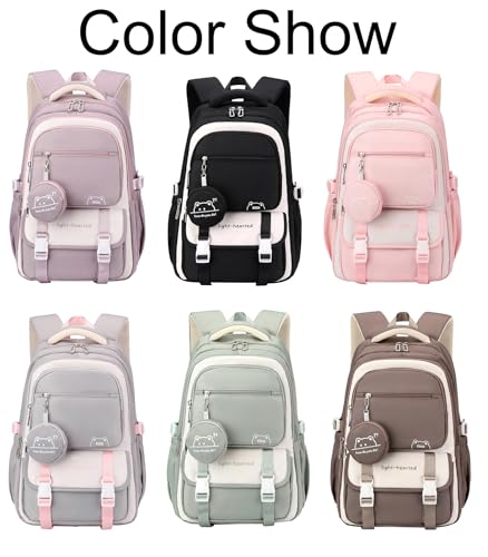 JiaYou High-Capacity Stylish School Backpack for Middle School Girls Casual Daypack for School Trip Outdoor(Grey,30 Liters) - color: Grey