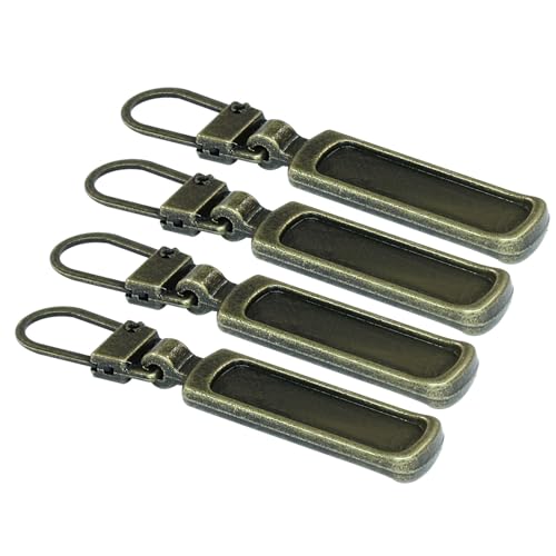 Auvotuis 4Pcs Zipper Pull Replacement for Small Holes, Detachable Tiny Zipper Replacement Slider, Spare Zipper Pulls for Luggage/Jackets/Backpacks/Boots/Purses (Bronze) - style: Bronze