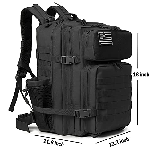 QT&QY 25L/45L Military Tactical Backpack For Men Molle Daypack 3 Day Bug Out Bag Hiking Rucksack With Bottle Holder - color: 45l 1.0 Black