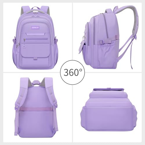 School backpack for Girls, Aesthetic Backpack for Women Cute Bookbag Preppy College (Purple) - color: Purple